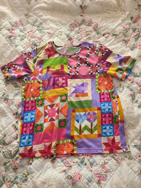 gorman Tops - Gorman Heirloom Quilted Print Oversized Tee Rare Find!